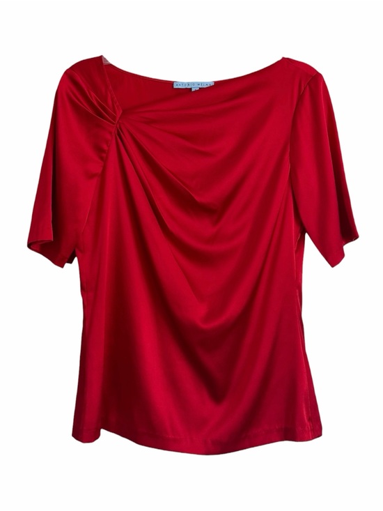 ANTONIO MELANI Tops - ANTONIO MELANI Red Draped Short Sleeve Blouse